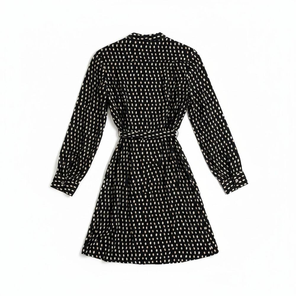 Madewell Black White Lightweight Figure Flattering Polka Dot Belted Midi Dress S - Picture 8 of 11